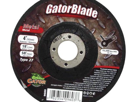 Gator 4 in. Dia. x 1 8 in. thick x 5 8 in. Metal Grinding Wheel 1 pc. - Total Qty: 1; Each Pack Qty: 1 Cheap